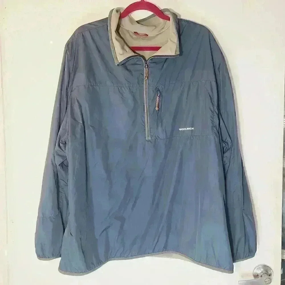 Woolrich Blue Windbreaker Pullover 1/2 Zip Lined Sz 2XL - Picture 1 of 8